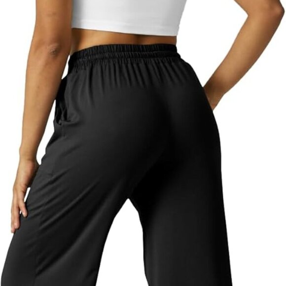High-Waisted Wide Leg Pants for Women - Flowy Palazzo Lounge Slacks with Pockets - Picture 3 of 7